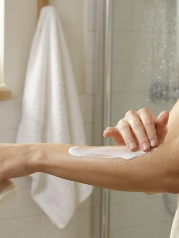 Lait corps après la douche