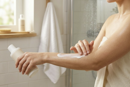 Lait corps après la douche